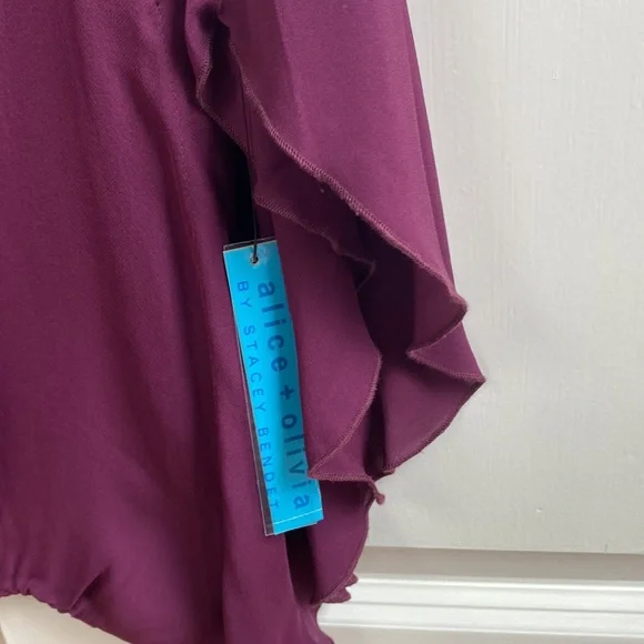 Alice and Olivia flowy top plum Butterfly sleeve  “Noelle shirt” - Picture 5 of 8